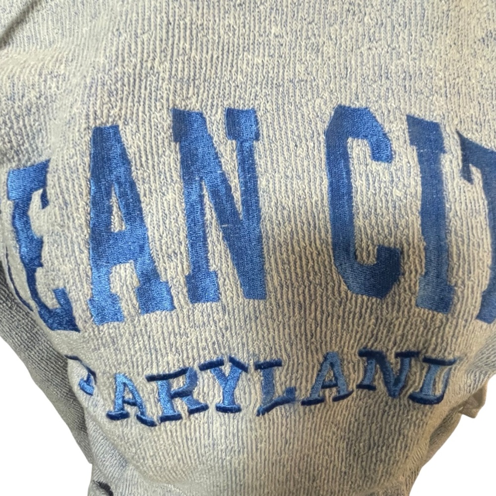 Embroidered Gray and Blue Ocean City Maryland Hoodie - Picture 4 of 8